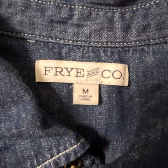 Frye & Co. Men’s Chambray Pearl Snap Button Denim Western/Cowboy Shirt - Picture 10 of 11